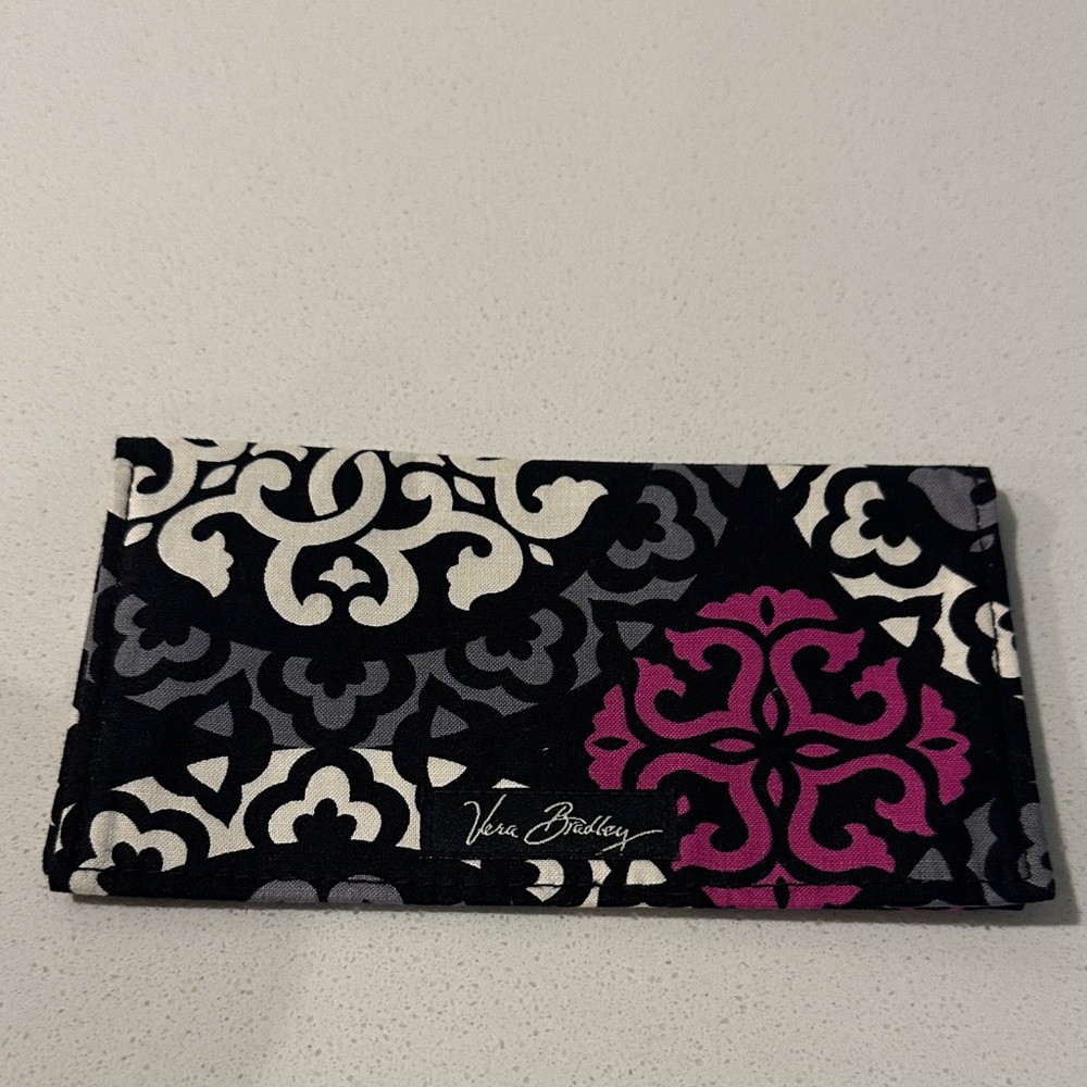 Vera Bradley Black and Magenta Key check book cover